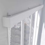 Duvar veya cumbalı pencere için ayarlanabilir 3 7 m perde rayı seti, banyo veya apartman dairesinde mahremiyet ve dekorasyon için metal çubuklar, beyaz, 130 cm vual panel dahil