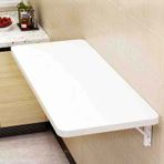 Duvara Monte Açılır Yaprak Bilgisayar Masası - 30 x 100 cm, Ağır Hizmet Tipi Raf Braketi, Ofis, Mutfak, Yemek Odası veya Çamaşır Odası için Yerden Tasarruflu Tasarım - Şık Beyaz Kaplama