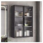 Duvara Monte Cam Kapılı Siyah Metal İlaç Dolabı, Banyo için Şık Saklama Kutusu, Kozmetik ve Parfümler için Tuvalet Düzenleyici Üstünde, 50x75x14cm