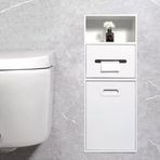 Duvara monte etmek için paslanmaz çelik duş rafı, su geçirmez banyo nişi, tuvalet kağıdı ve çöp kutusu tutuculu, yer tasarrufu sağlayan tasarım (19 x 66 x 14 cm)