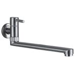 Duvara Monte Evye Bataryası Tek Kolu Paslanmaz Çelik Mikser Dokunun Döner Borulu Soğuk Su Havzası Musluk Krom Finish 25 cm Modern Tasarım
