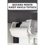 Duvara Monte Kağıt Havlu Tutucu | Yüksek Kaliteli, Sağlam, Bant veya Vida ile Montaj (3D BASKI) Beyaz