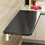 Duvara Monte Katlanır Masa Damla Yaprak Bilgisayar Masası Yerden Tasarruflu Yemek Masası Yüzer Tezgah Ev Ofis Mutfak ve Bar için Siyah 100 x 50 cm