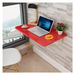 Duvara monte katlanır masa, küçük alanlar için ideal, küçük alanlar için ideal, çamaşır odası, ofis veya yatak odası için mükemmel, 80 x 50 cm, kırmızı