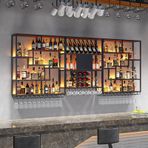 Duvara Monte Modern Şarap Rafı Şarap Depolama ve Ev Dekoru için Siyah Metal Şişe Tutucu Şık Şarap Rafı (170x120 cm/66,9x47) - Şarap Severler için Mükemmel