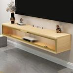 Duvara Monte Oturma Odası Saklama Dolabı Mini TV Ünitesi Küçük Daireler için Yönlendirici ve Set Üstü Kutu Dekoratif Dolap Soket Korumalı (D 80 x 23 x 20,2 cm)