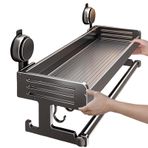 Duvara Monte Vantuzlu Havluluk Delme Yok Alüminyum Çift Kapasiteli Banyo/Mutfak/Çamaşır Odası için Depolama Rafı (Gri 40 cm)