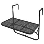 Duvara Monte Yüzer Raflar Masa, Ayarlanabilir Balkon Korkuluk Asılı Yarım Masa, Dış Mekan Balkon Bar Yan Katlanır Masalar Küçük Alanlar İçin Güverte Masası (Siyah 74 * 60 * 21 cm), Siyah-74 * 60 * 21