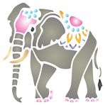 Duvarlar için Şablonlar: Hint Fil Şablonu, 4,5 x 4,5 inç - Hayvan Asya Pachyderm