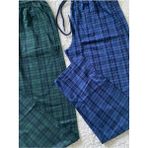 Düven %100 Pamuk Kareli Ekose Desenli Cepli 2'li Erkek Pijama & Eşofman Altı Büyük Beden Seçenekleri - Yeşil - Indigo - 3XL