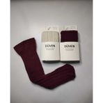 Düven 2'li Paket Yumuşacık Dokusu Klasik Örgü Deseniyle Kalın Kışlık Bordo & Krem Rengi Dizaltı Çorap - Standart - Bordo - Krem