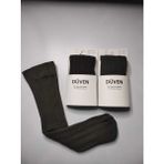 Düven 2'li Paket Yumuşacık Dokusu Klasik Örgü Deseniyle Kalın Kışlık Kestane & Haki Rengi Dizaltı Çorap - Kestane - Haki - Standart
