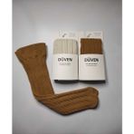 Düven 2'li Paket Yumuşacık Dokusu Klasik Örgü Deseniyle Kalın Kışlık Krem & Ten Rengi Dizaltı Çorap - Standart - Krem - Ten
