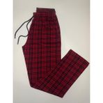 Düven Cepli Ekose Desenli Bordo Unisex Pamuklu Pijama Altı - 4XL