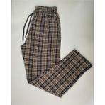 Düven Cepli Ekose Desenli Camel Bej Unisex Pamuklu Pijama Alt - XL