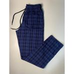 Düven Cepli Ekose Desenli Indigo Unisex Pamuklu Pijama Altı - 8XL