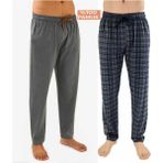 Düven Erkek Pamuklu Antrasit Ekose & Antrasit 2'li Tek Alt Pijama - Mevsimlik Pijama Altı - 4XL