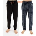 Düven Erkek Pamuklu Antrasit Ekose & Siyah 2'li Tek Alt Pijama - Mevsimlik Pijama Altı - Antrasit - Siyah - 6XL