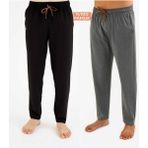 Düven Erkek Pamuklu Antrasit-Siyah 2'li Tek Alt Pijama - Mevsimlik Pijama Altı - Antrasit - Siyah