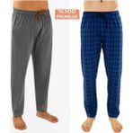 Düven Erkek Pamuklu Indigo Ekose -Antrasit 2'li Tek Alt Pijama - Mevsimlik Pijama Altı - Indigo - Antrasit - 5XL