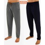 Düven Erkek Pamuklu Lacivert & Antarsit 2'li Tek Alt Pijama - Mevsimlik Pijama Altı - Lacivert - Antrasit - 6XL