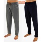 Düven Erkek Pamuklu Lacivert & Antarsit 2'li Tek Alt Pijama - Mevsimlik Pijama Altı - Lacivert - Antrasit