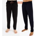 Düven Erkek Pamuklu Siyah & Lacivert 2'li Tek Alt Pijama - Mevsimlik Pijama Altı - Siyah - Lacivert - 3XL