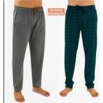 Düven Erkek Pamuklu Yeşil Ekose -Antrasit 2'li Tek Alt Pijama - Mevsimlik Pijama Altı - Yeşil - Antrasit - XL