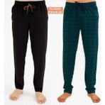 Düven Erkek Pamuklu Yeşil Ekose -Siyah 2'li Tek Alt Pijama - Mevsimlik Pijama Altı - Yeşil - Siyah - 2XL