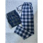 Düven Orta Kalın Unisex Ekose Büyük Kare Desenli 2'li Pijama Altı / Ultra Kalite Eşofman - Yeşil - Taş - 2XL