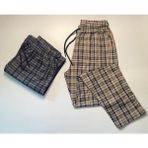 Düven Saf Pamuk Ekose Desenli Cepli 2'li Erkek Pijama Altı ( Unisex Tek Alt Pijama ) - Antrasit - Camel - 6XL