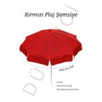 Düvenci Kırmızı Plaj Şemsiyesi 200 cm çap /10 telli, Polyester Kumaş