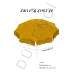 Düvenci Sarı Plaj Şemsiyesi 200 cm çap /10 telli, Polyester Kumaş