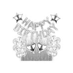DÜVENCİ TİCARET Gümüş Happy Birthday Folyo Balon Seti