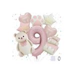 DÜVENCİ TİCARET Krem Ayı Pati Pasta Folyo Balonlu Doğum Günü Yaş Balon Seti