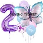 Düvenci Ticaret Mor Rakamlı Kelebek Folyolu Balon Set - 2