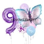 Düvenci Ticaret Mor Rakamlı Kelebek Folyolu Balon Set - 9
