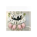 DÜVENCİ TİCARET Pembe fiyonk beyaz happy birthday folyo balon set