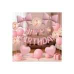 DÜVENCİ TİCARET Pembe fiyonk happy bırthday folyo set doğum günü balon set