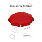 Düvenci Toptan Kırmızı Plaj Şemsiyesi 200 cm Çap /10 Telli, Polyester Kumaş