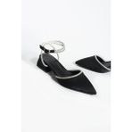 Duxal Shoes Bilekten Bağlamalı Topuklu Ayakkabı- Babet Emily - Siyah