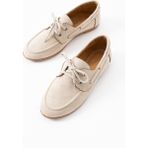 Duxal Shoes Juno Kadın Süet Bağcıklı Mokasen Ayakkabı Casual Babet - Bej