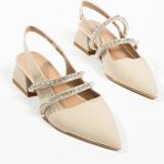 Duxal Shoes Kadın Taşlı Şık Babet-Topuklu Ayakkabı-Linda