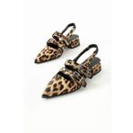 DUXAL SHOES Laden Leopar Desenli Düz Ayakkabı Babet Kahverengi-39
