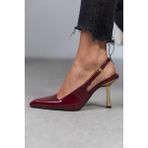 Duxal Shoes Maddox Kadın Rugan Gold Toka Detaylı Topuklu Ayakkabı - Bordo