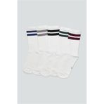 DUYAL 5 Çift Erkek Çemberli Spor Çorap Seti - %85 Pamuklu Kolej Tarzı Retro Çizgili Soket Çorap | Kolej Çorabı | Tenis Çorabı | Retro Spor Çorabı
