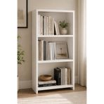 DUYAMO Beyaz Mdf Kitaplık 3 Gözlü Raflı Çok Amaçlı Kitaplık Dolabı 104X55X23 cm