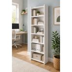 DUYAMO Nova 6 Raflı Beyaz Mdf Modüler Kitaplık 55X23X208 cm