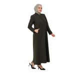 DUYGU BÜYÜK BEDEN KADIN TESETTÜR ASTARLI ANNE KETEN PARDESÜ Haki 60
