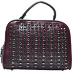 Duygushoesbag Kadın El ve Omuz Çantası Taşlı Fermuarlı Küçük Boy - Kırmızı